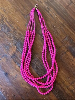 Chico’s Neon Pink Multi Strand Beaded Necklace